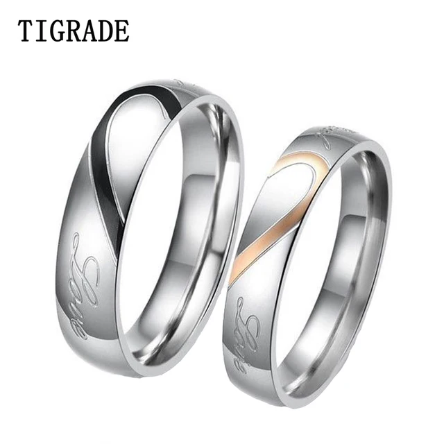 tigrade 2pcsset couple ring stainless steel love heart match puzzle wedding band engagement rings - Puzzle Wedding Rings tigrade 2pcsset couple ring stainless steel love heart match puzzle wedding band engagement rings - Puzzle Wedding Rings
