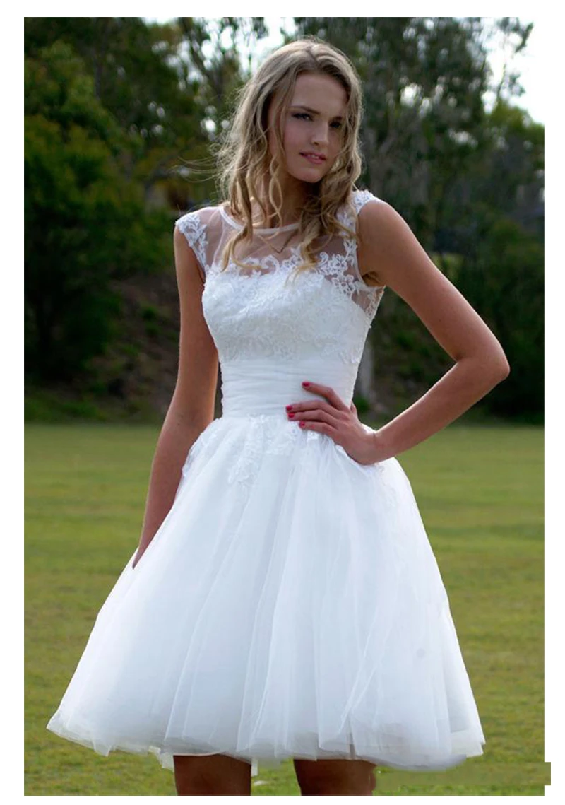 Short Wedding Dress 2019 Beach Bride Dress Knee Length Hot