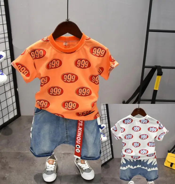 

Hot Sale summer Children's T-shirt + shorts pant 2pcs set Cotton Suit Children Set Children's Clothing Set Boys Clothing Sets