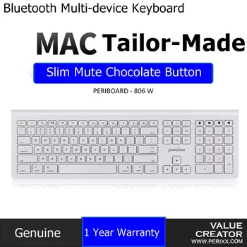 

New Arrival PERIBOARD-806 - Bluetooth Multi Device Keyboard Mute Chocolate Keys,Support 4 Devices At a Time Multimedia Shortcut
