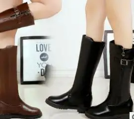 

2018 new boots children's low heel thick with velvet foreign trade was thin in the tube round head motorcycle boots.