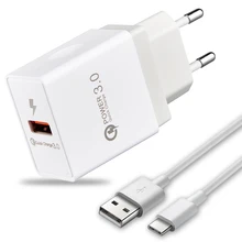 USB быстрое зарядное устройство Быстрая зарядка 3,0 адаптер для samsung Xiaomi Phone Tablet 5 в 3 а зарядное устройство EU US USB кабель 1 м