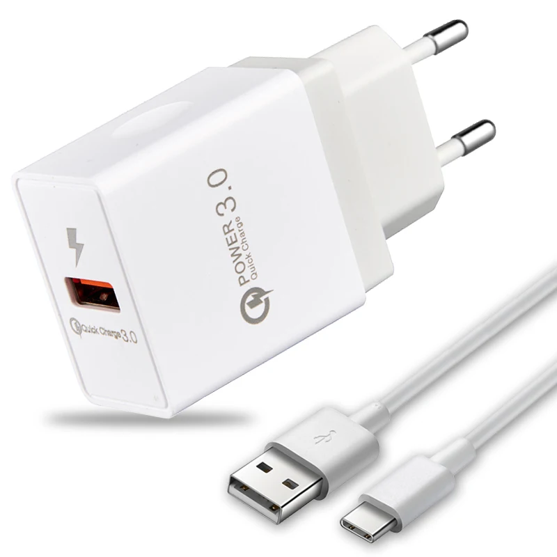 

2019 USB Fast Charger Quick Charging 3.0 Adapter for Samsung Xiaomi Phone Tablet 5V 3A Battery Power Charger EU US USB Cable 1m