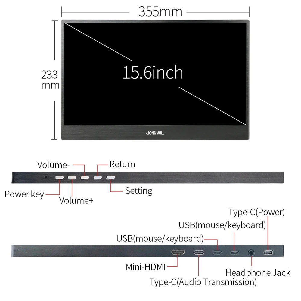 Сенсорный экран HD игровой портативный монитор 15," 2 типа C(USB-C) lapto PS4 Minihdmi 1080P ips USB с портами для Raspberry Pi/Xbox