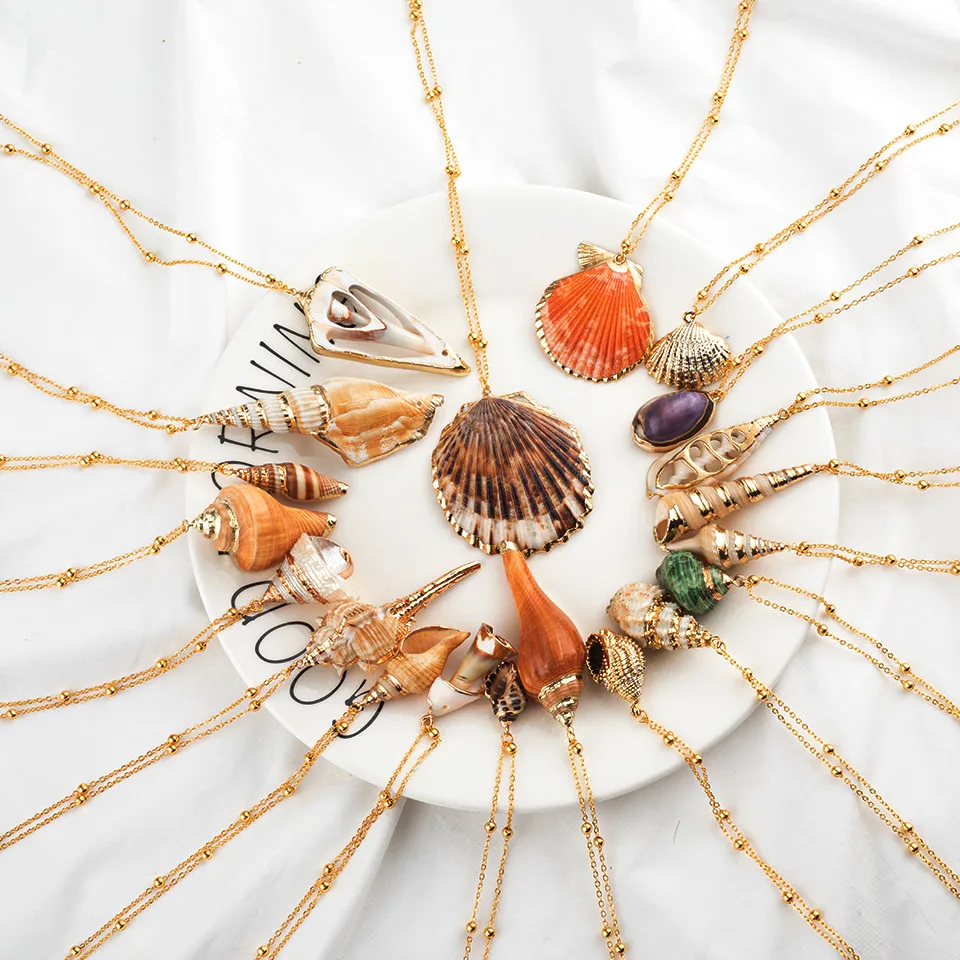 

New Bohemian multiple styles Shell Pendant Necklace Natural Shell Gold Cowrie Women Cowry Seashell Necklace Jewelry New arrival