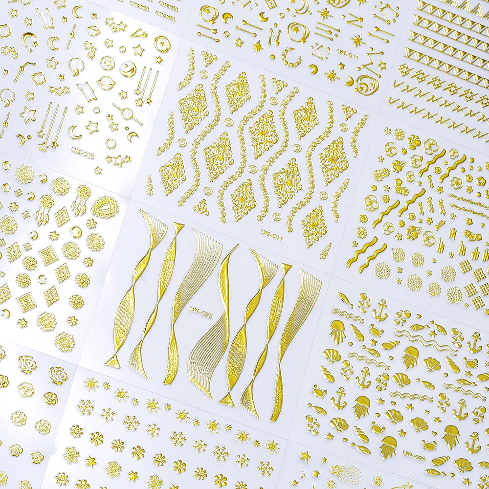 12 листов смешанный случайный Радужный голографический 3d стикер для ногтей, мультфильм, буквы, цветок, слова, геометрические узоры наклейки для ногтей