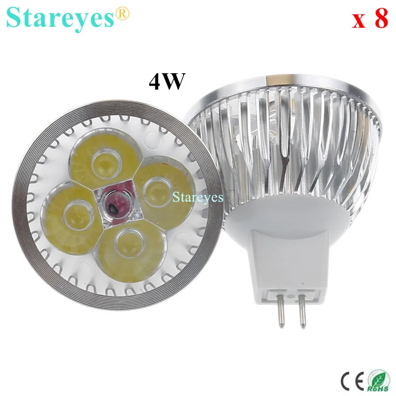 

8 pcs Dimmable MR16 4W 3W AC&DC12V LED Spotlight lamp Downlight Bulb LED lamp LED Droplight Lighting LED light spot light