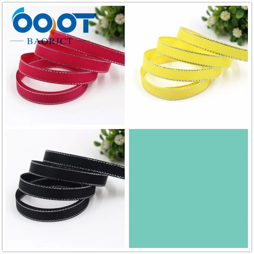 OOOT BAORJCT I-19316-565 10 мм 10 ярдов Серебряный двусторонний grosgrain ленты, DIY лук кепки аксессуары и украшения