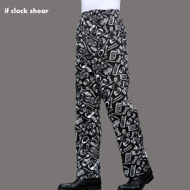 

IF 2018 chef pants hotel cook service waiter pants Cook pants work pants hotel restaurant Chef Elastic band trousers