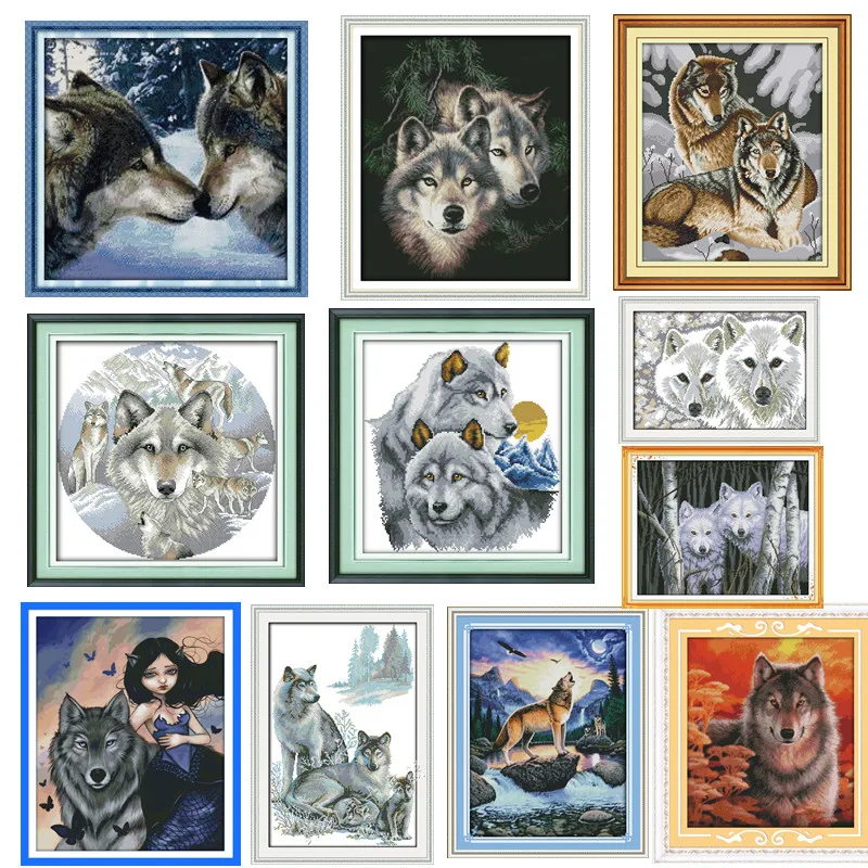 

Needlework diy dmc Chinese cross stitch wolfs Wolf 14CT 11CT DIY Needlework Counted Cross-stitch Sets For Embroidery Cross Craft