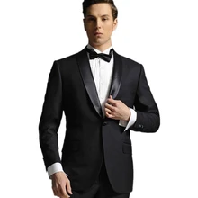 Новое поступление, мужские костюмы, шаль для жениха, атласные смокинги для шафера, черный костюм для шафера(пиджак+ брюки+ галстук-бабочка) B643