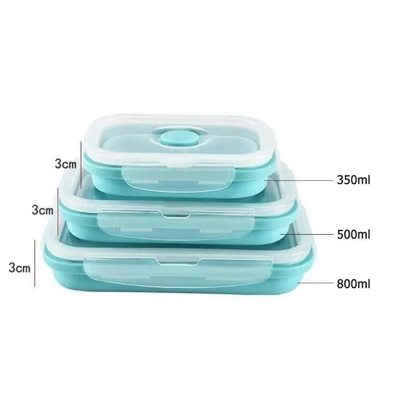 3 шт./компл. Силиконовый складной бенто ланч бокс Портативный складной Коробки для обедов для Еда посуда контейнер для продуктов миска для детей и взрослых