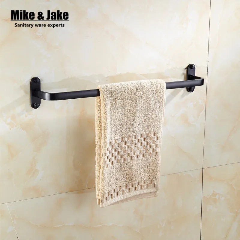Black bathroom 50cm towel bar solid aluminum single towel bar shelf