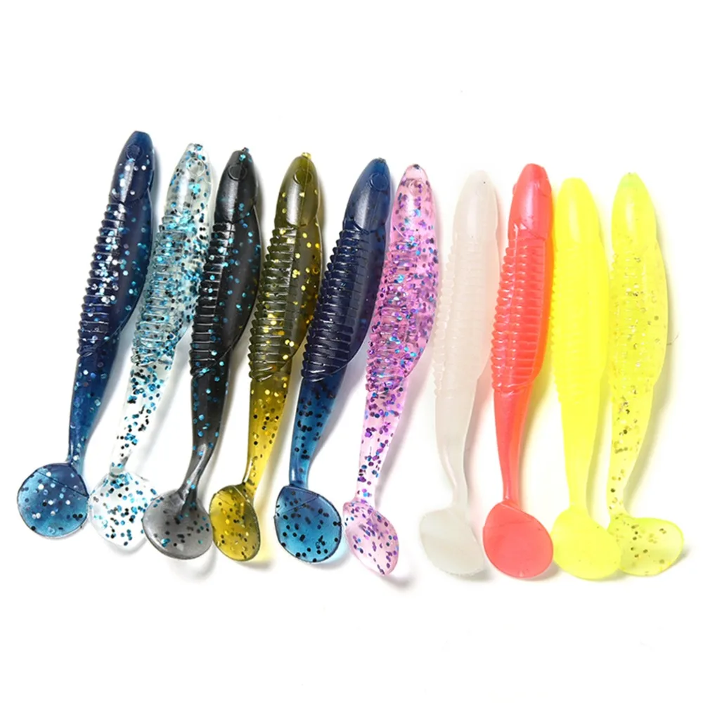 10 Pcs/lot Soft Silicone Shad Spiral Worm Lures Fishing Bait Swimbaits Tackle Without Hook Outdoor Fishing Tools