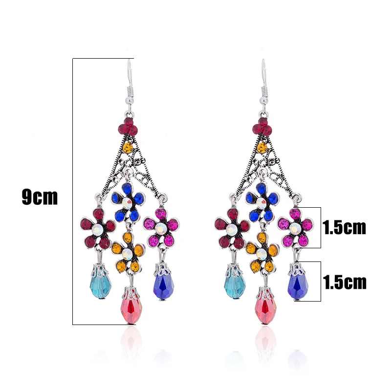 TDQUEEN Crystal Long Chandelier Dangle Earrings Antique Silver Plated Dangling Hanging Earring Luxury Women Big Party Earrings (1)