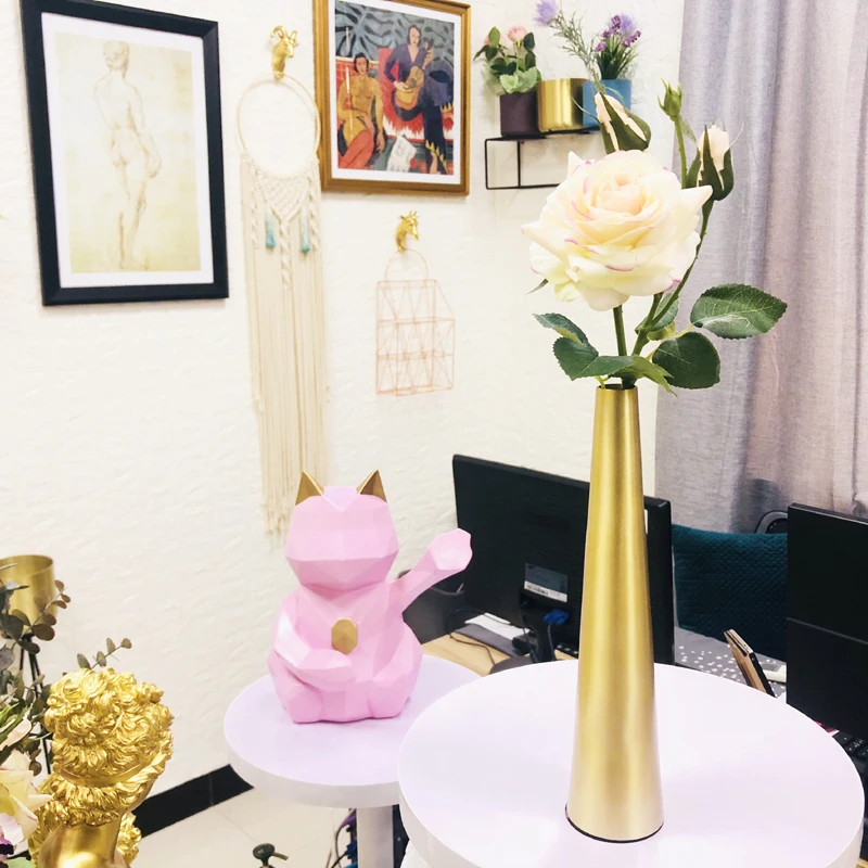 

Creative Golden Alloy vase Crafts decoration flower with vase wedding vase centerpieces for tables home decoration accessories