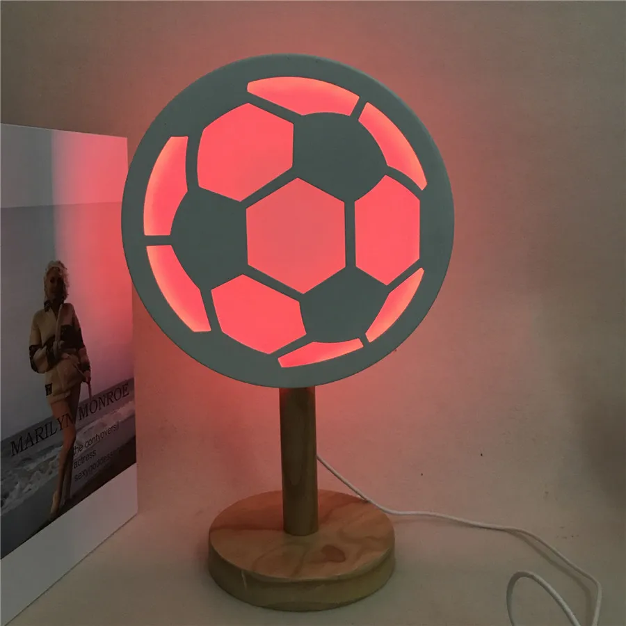 Beiaidi 3D Футбол светодиодный свет ночи атмосфера прикроватной тумбочке Настольные лампы Детские спальные свет Для детей мальчик игрушка