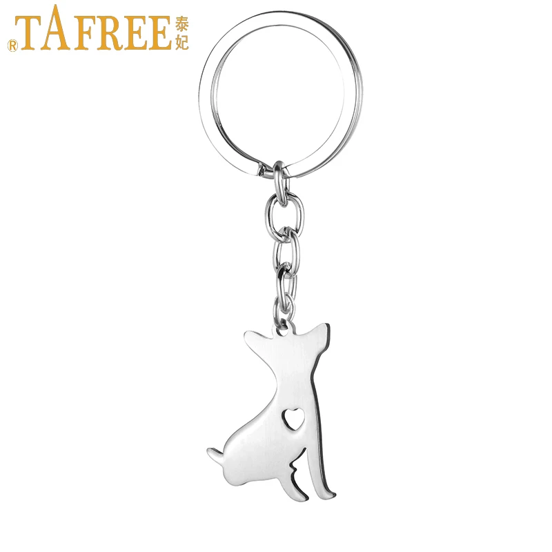 TAFREE 2017 Новый Брелок с подвеской в виде собаки кольцо из нержавеющей стали брелок