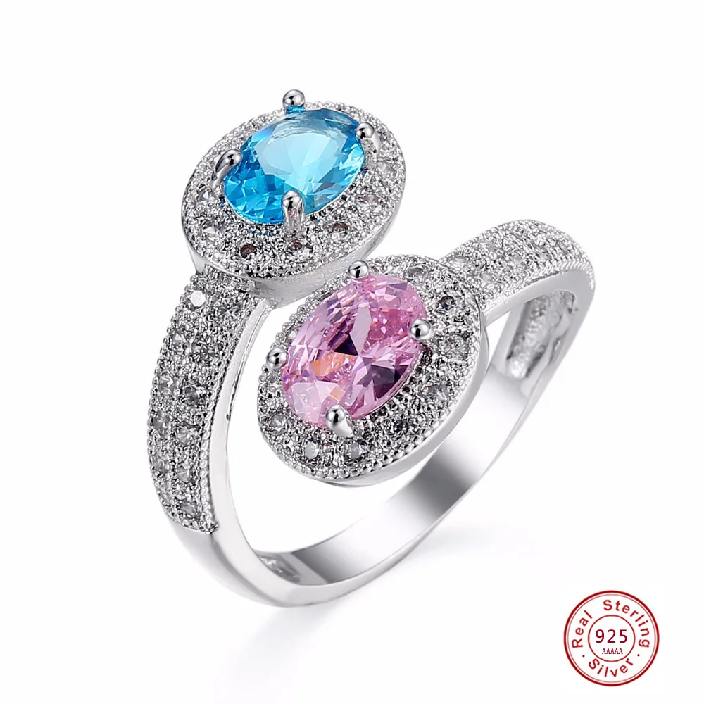 Buy Unique Fashion Jewelry Pink&Blue AAA Zircon 925