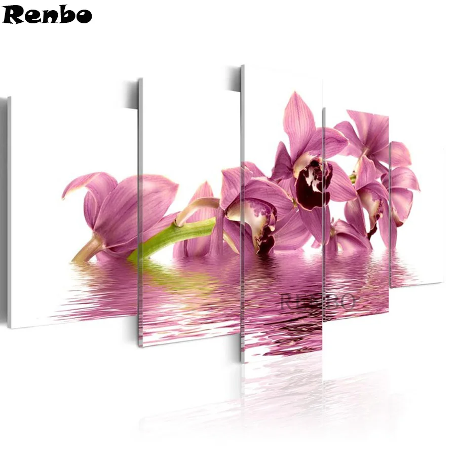 

5D DIY Full Square Diamond Painting"pink lily flower" Multi-picture 5pcs Combination Embroidery Cross Stitch Mosaic wall Decor