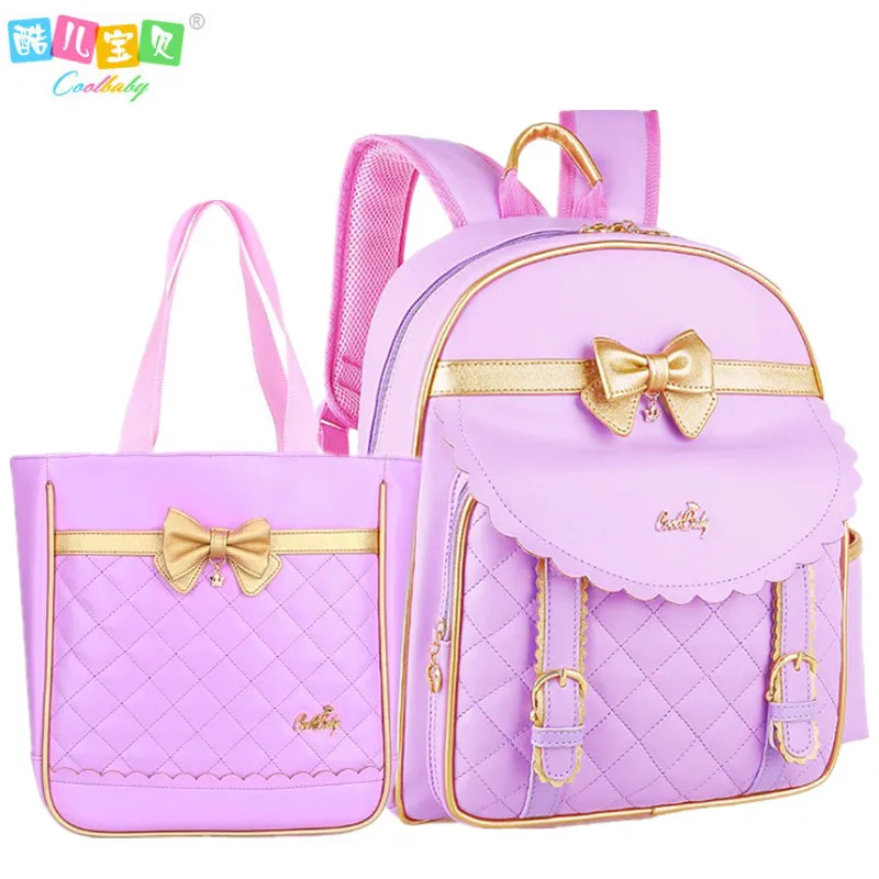 

New Kids Bow Schoolbag Backpack High Quality PU Children Backpack Fashion Girls School Bags Waterproof Orthopedic Knapsack
