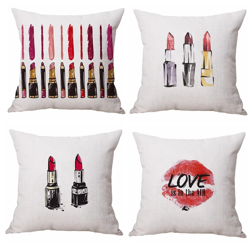 Buy Lipstick Cushion Cover Cotton Linen Throw Pillow