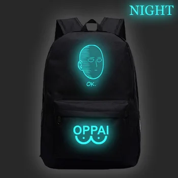

Hot Anime ONE PUNCH-MAN Men Women Backpack Canvas Bag Student Luminous School Bag Shoulder Bag For Teenagers Boys Girls