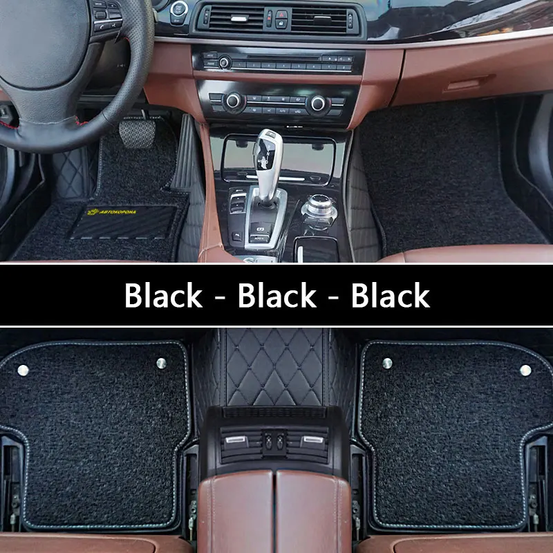 Проводной автомобильный коврик для Toyota camry land cruiser 100 200 Prado 150 Кожаный Автомобильный интерьер двухслойный ковер защитный коврик - Название цвета: BLACK-BLACK-BLACK