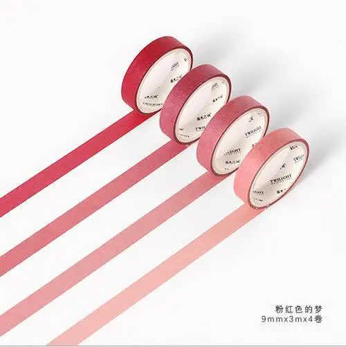 

4Pcs/Box 0.9cm*3m New Simple Solid color washi tape DIY decoration scrapbooking planner masking tape adhesive tape label sticker
