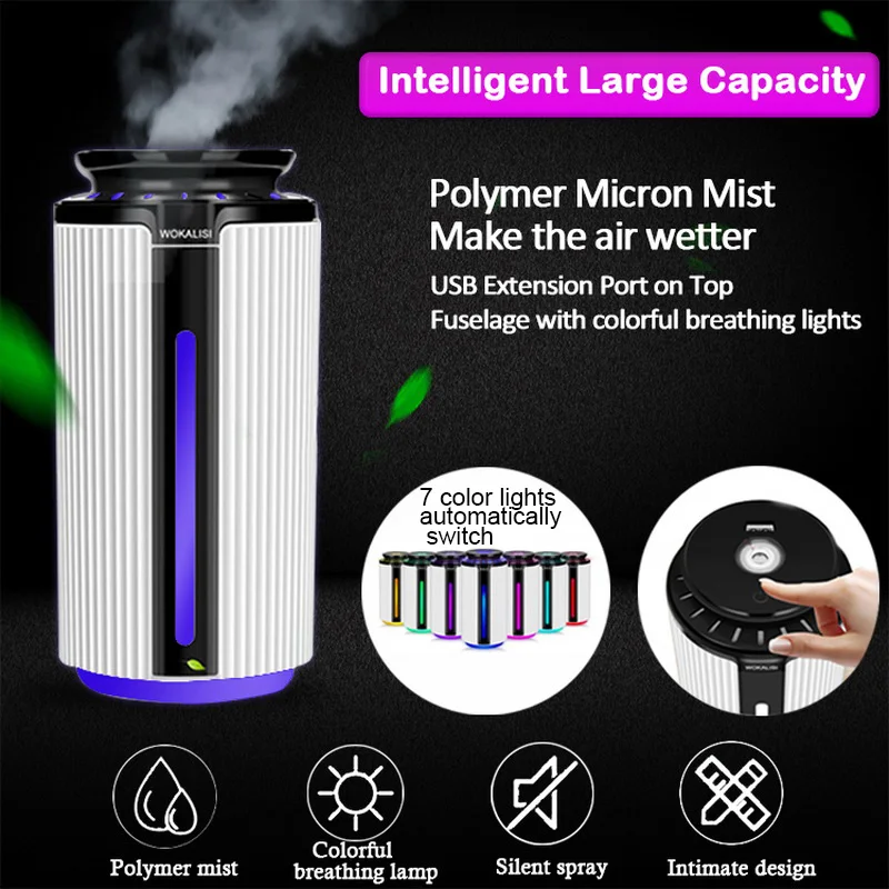 

Air Humidifier Premium Humidifying Unit With 900ML USB Aromatherapy Cool Mist Air Purifier 7 Color LED Night light