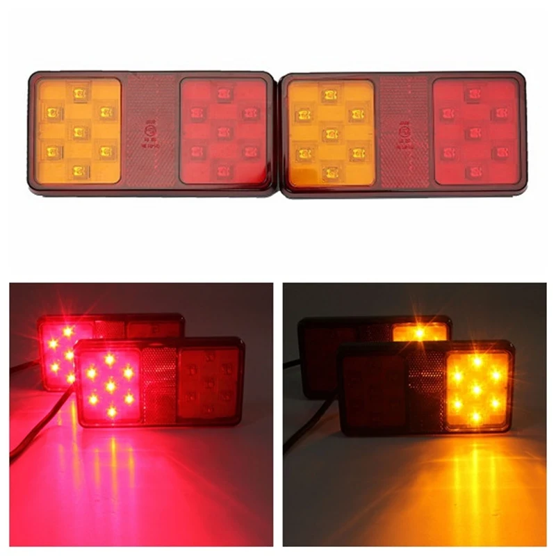 

2Pcs Waterproof LED Tail Light Rear Lamps Pair Boat Trailer 12V Rear Parts for Trailer Truck Reverse Indicator for Caravan