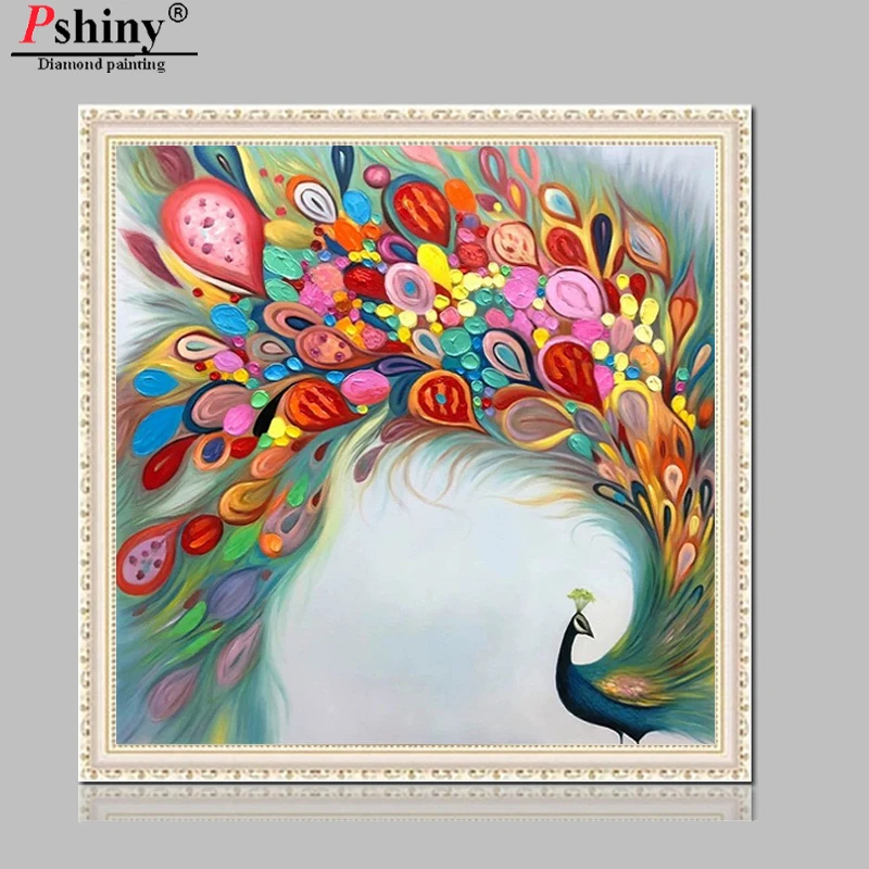 Pshiny 5d DIY картина вышитая бисером комплект цветные с изображением павлина из страз