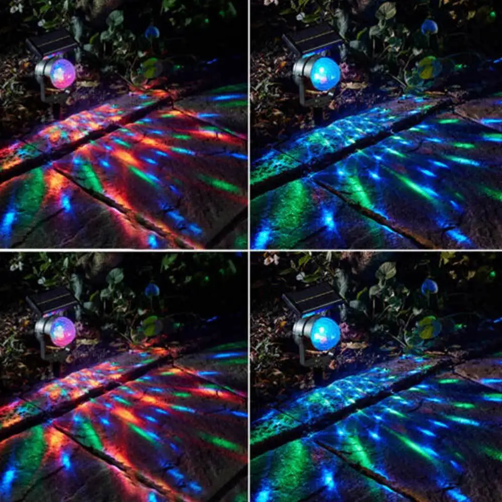Outdoor New Solar Rotating LED Projection Light Garden Lawn Lamp Bulb Colorful Light