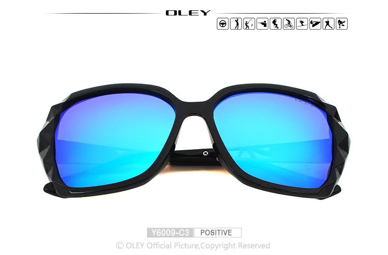 OLEY, негабаритных солнцезащитных очков, женские роскошные брендовые дизайнерские Элегантные поляризованные очки, женские призматические очки Oculos De Sol mulher - Цвет линз: Y6009 C3 BOX