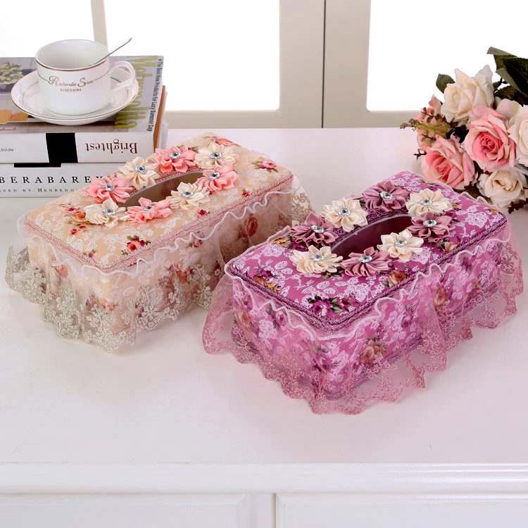 

Tissue box cloth art fashion lovely creative European lace car with the living room paper box, paper box