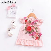 

Summer Kids Dresses For Girls Three-dimensional Applique Dress Girls Mini Dress Focus On Fashion Children's Dress 1-4 Years Old