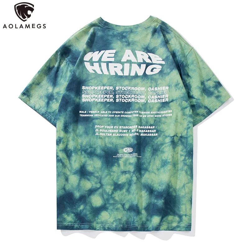

Aolamegs Men Tee Cool Letter Print Men's T Shirts O-neck Simple Short Sleeve Tee High Street Couple Oversize Streetwear Summer