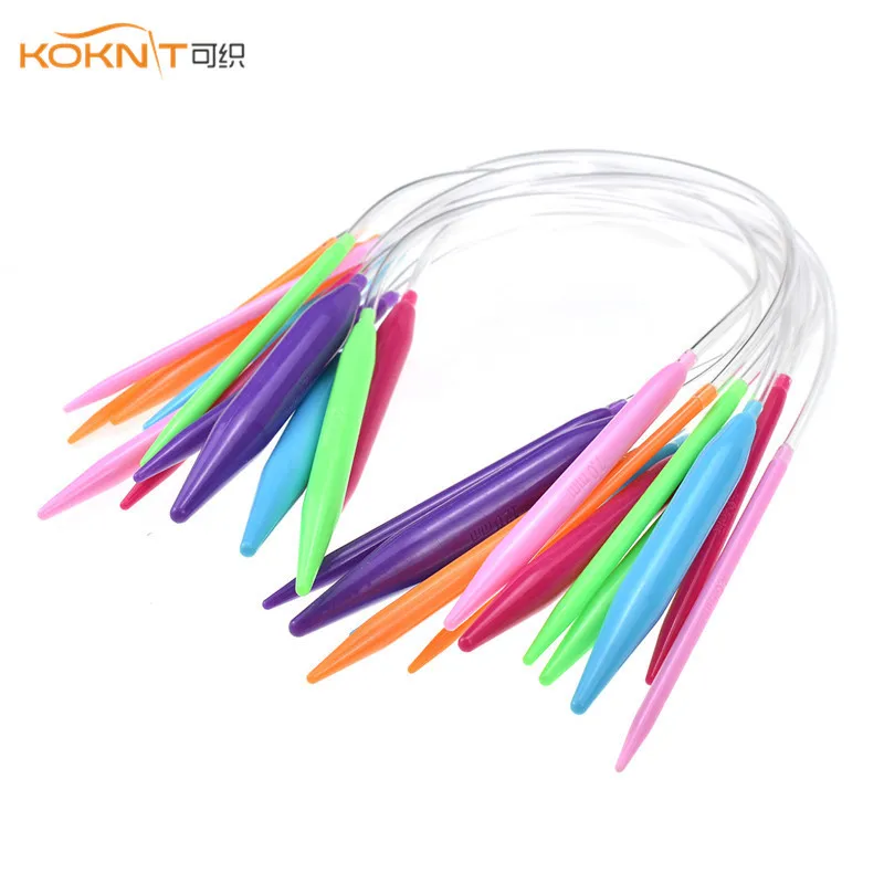 

KOKNIT 12 PCS Plastic Circular Knitting Needles 3.5mm-12mm Smooth Tube Circular Knitting Needles Yarn Craft Sewing Tools