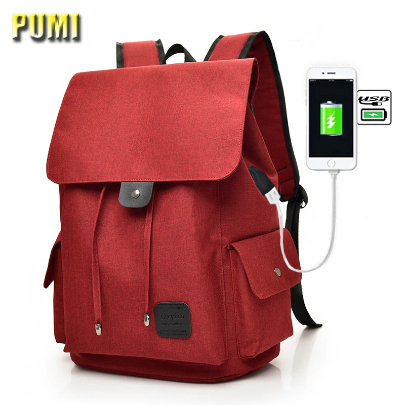 

Men Women USB Charge Fashion Large Canvas Backpack Preppy Style 14 15 16 Laptop Computer Bag College Student School Bag Rucksack