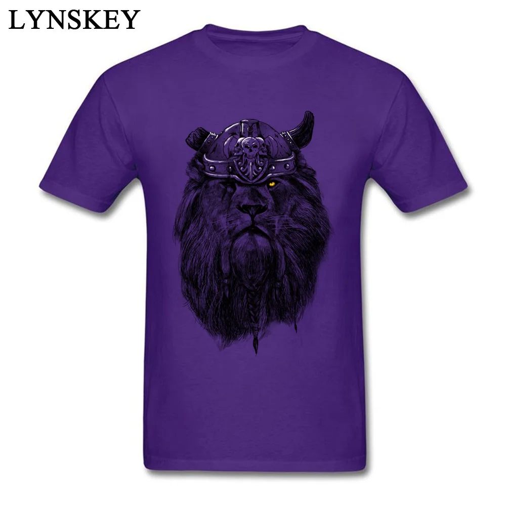 Cool Tops T Shirt for Men Funny Summer Autumn Crew Neck Cotton Fabric Short Sleeve T Shirts Printed 3D Printed Tee Shirts The eye of the Lion Viking purple