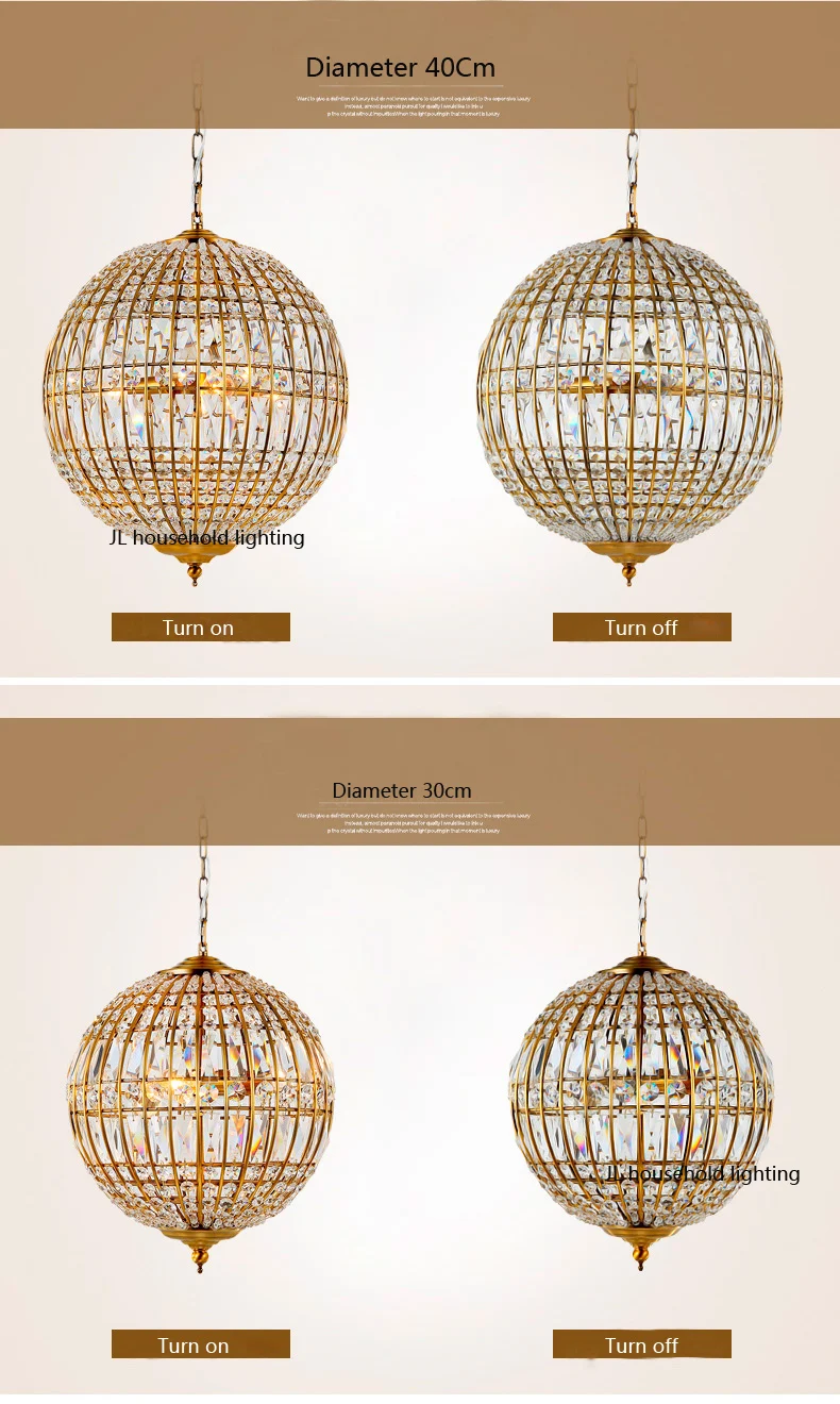 American style Rustic Industrial Crystal ball Pendant Light lamp 10