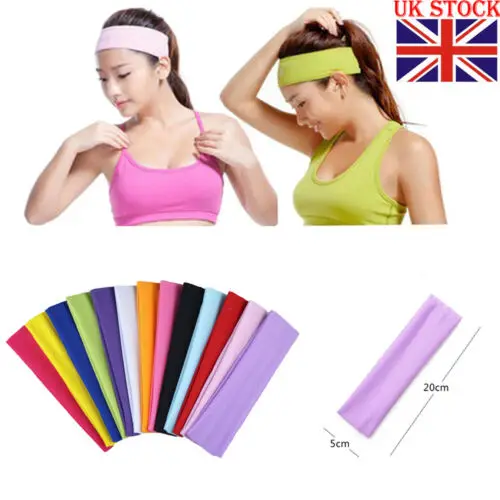 

UK Women Men Sports Exercise Sweat Sweatband Headband Yoga Gym Hairband Girl Kid