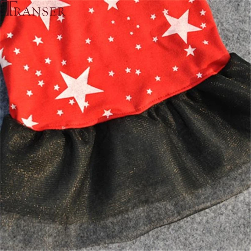 Платье для собак, милое Двухслойное кружевное платье-пачка с принтом звезды, красная одежда для маленьких собак 80130