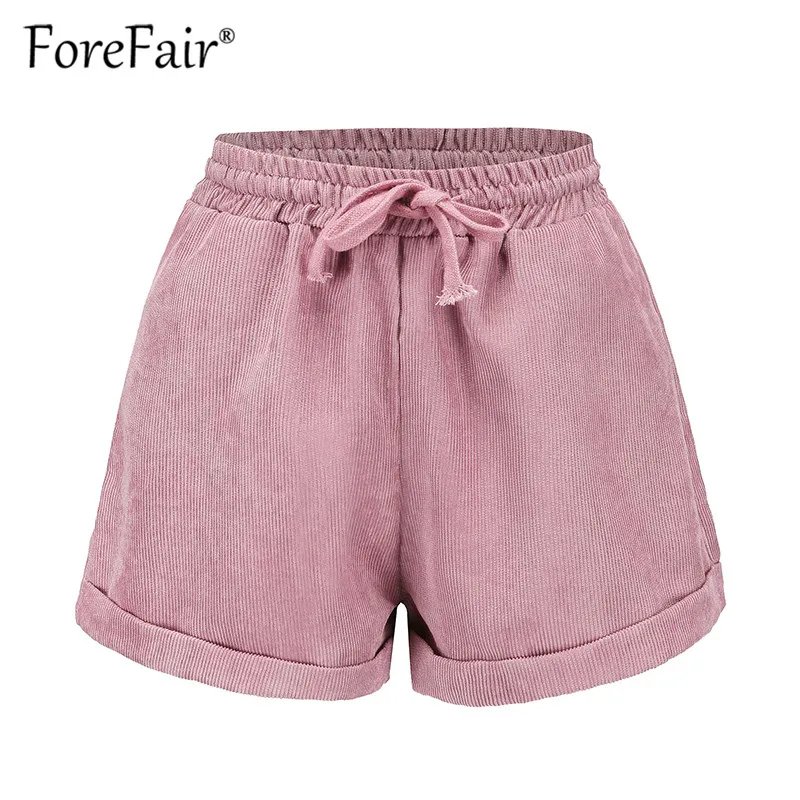 Forefair новинка вельветовые шорты летние женские Ретро стиль свободные эластичный