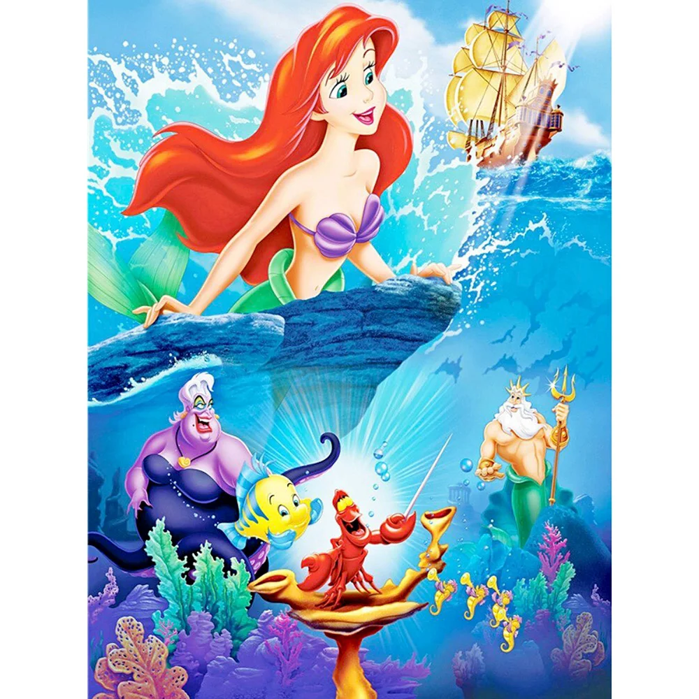

Cross Stitch Kit DIY Diamond Embroidery Mermaid family Full Square/round Diamond Painting Mosaic Home Decor