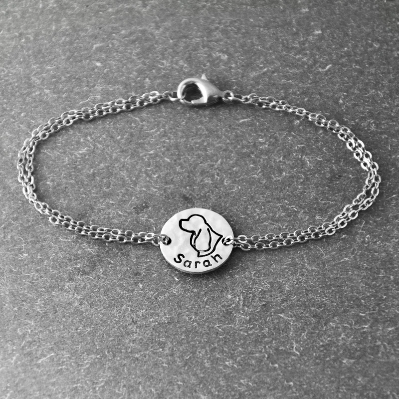 

Cocker Spaniel bracelet, Personalized Dog Bracelet ,alloy Dog Pendant, Personalized Pets name, Dog Lover Gift, dog bracelet