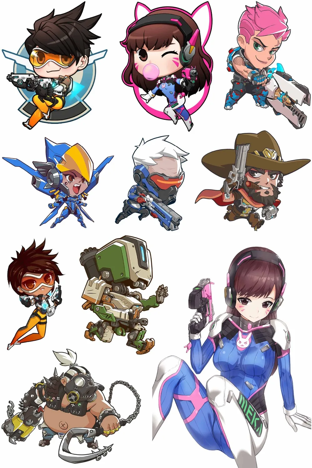 Аниме OW Heroes Overwatch D. va наклейки для ноутбука телефона багаж велосипеда мотоцикла