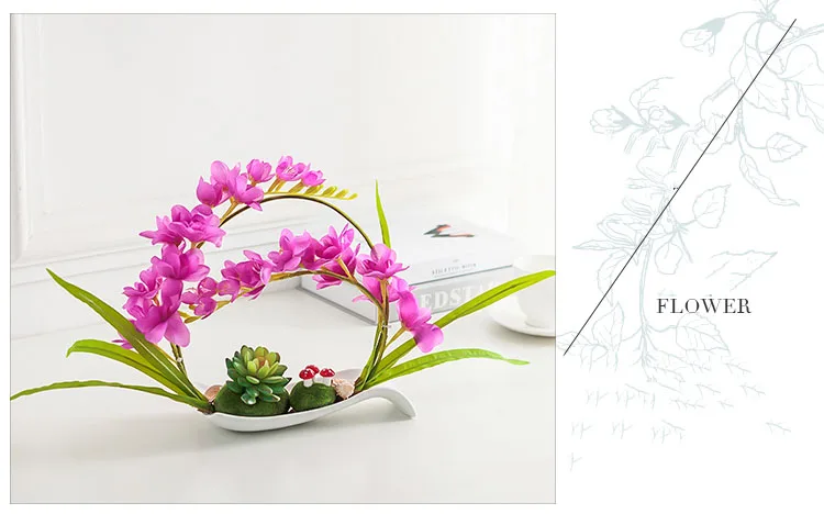Креативный искусственный цветок из искусственной кожи с изображением бабочки орхидеи, украшение, украшение для офиса, имитация вазы, фигурка фаленопсиса