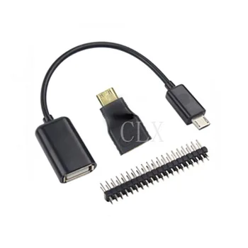 

3 in 1 Raspberry Pi Zero Adapter Kit Mini HDMI to HDMI adapter+Micro USB to USB Female OTG Cable + 20 pin Male GPIO Header RRI 0