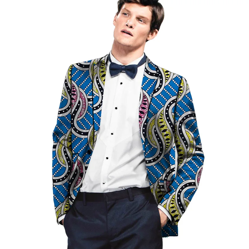 African clothes men's blazers Ankara pattern print slim fit jacket Dashiki Men Suit/Blazer smart casual men coat wedding wear